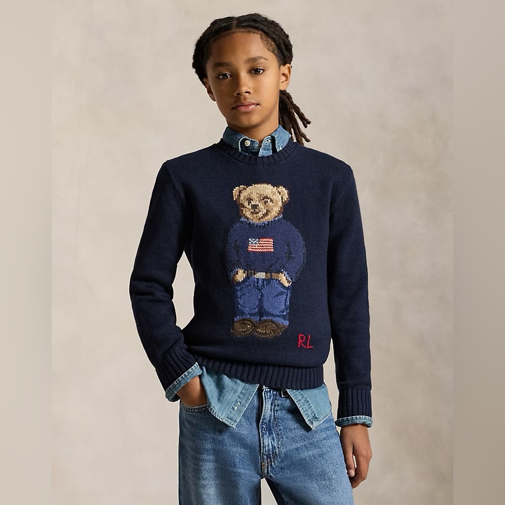 Ralph Lauren Boys Navy Bear Sweater